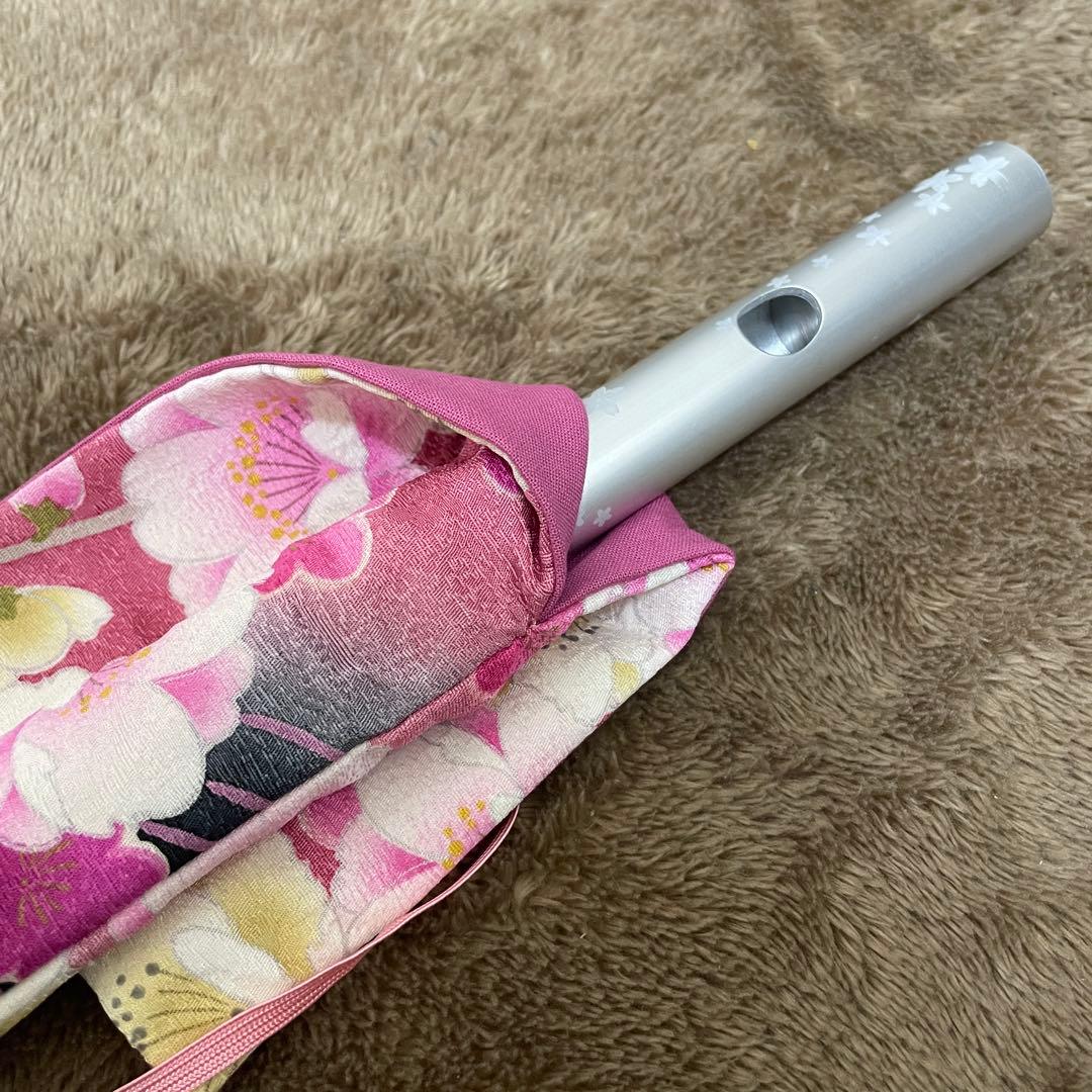 テスト品　篠笛康昭メタル篠笛「緑鳴II」アルミ製八本調子 ドレミ調　シルバー　桜