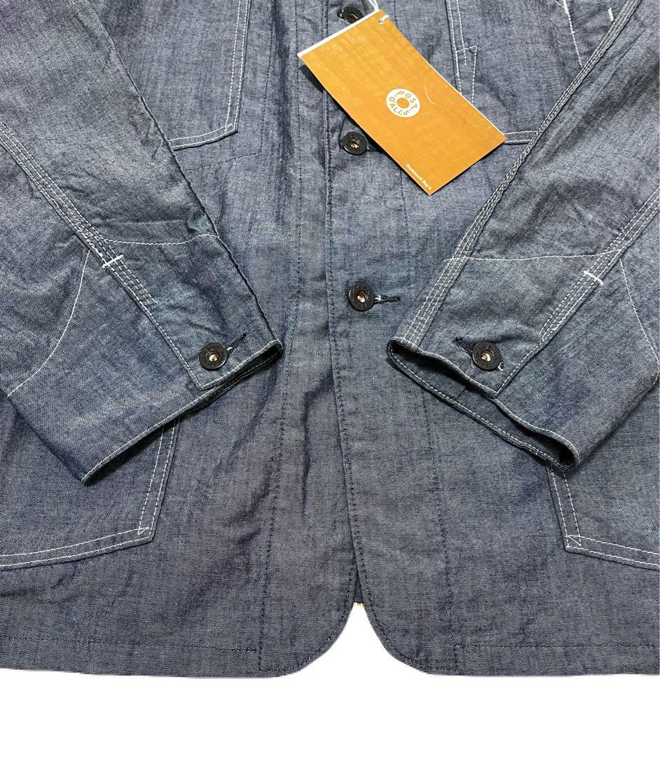 【新品】POST O'ALLS カバーオール シャンブレー USA製 Lサイズ