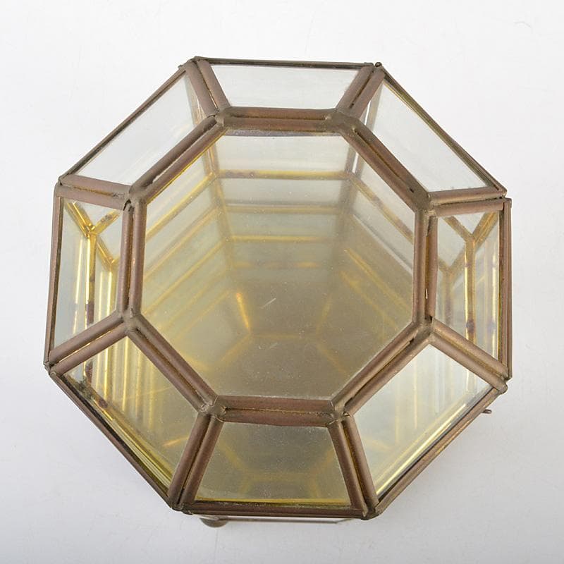 アンティーク　銅枠　八角　ガラスケース　宝石入　ディスプレイケース　CR7319