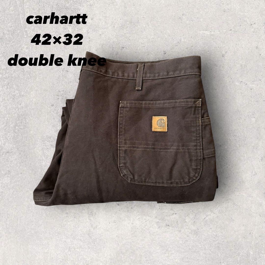 【カーハート】ダブルニー　ワークパンツ　42×32 極太　裏地キルティング j