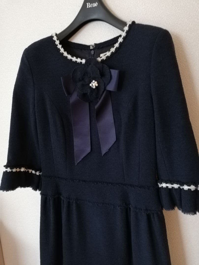 Rene ネイビー ワンピース 7分袖　お得な9980円