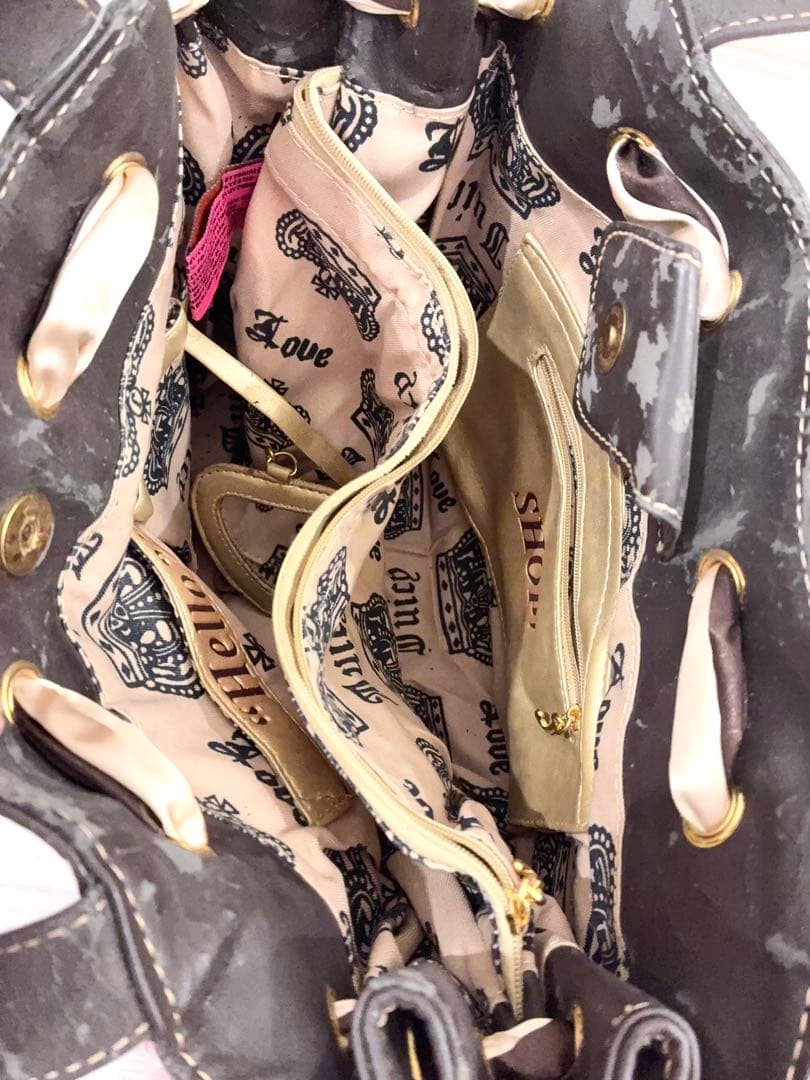 レア　ジューシークチュール　リボン　リング　チャーム付き　バッグ　ブラウン