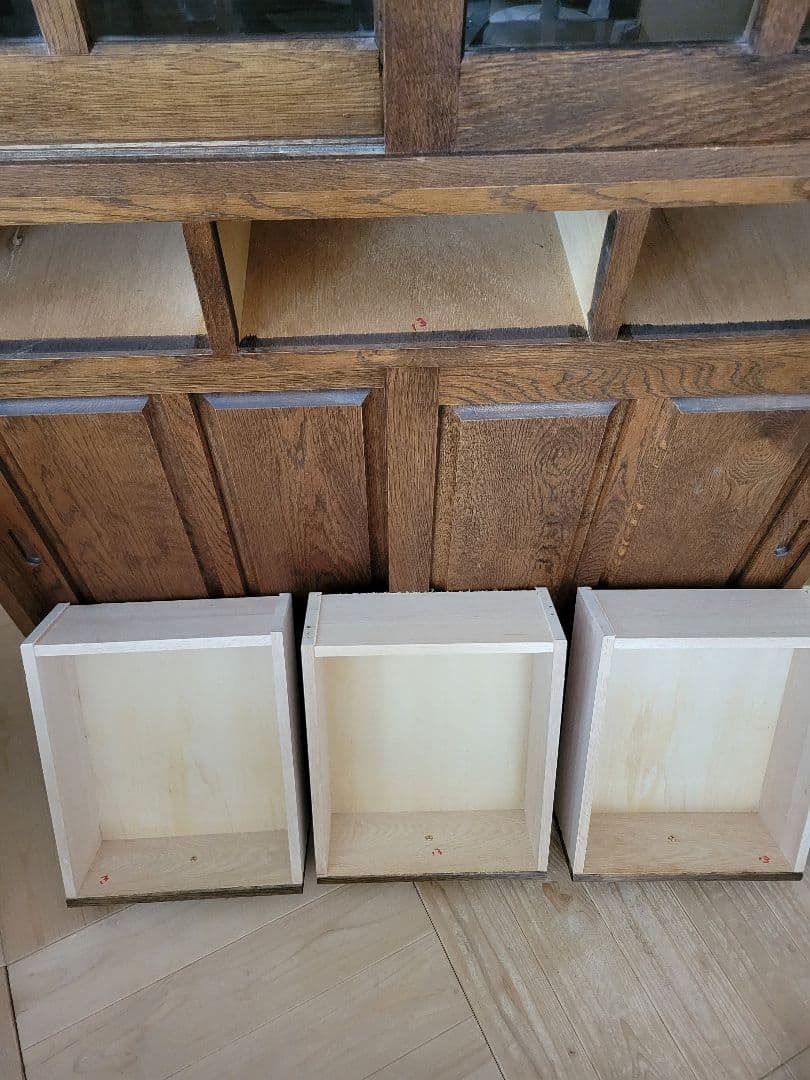 最終お値下げ★北海道EZO社製★最大幅100cmガラス引戸★食器棚