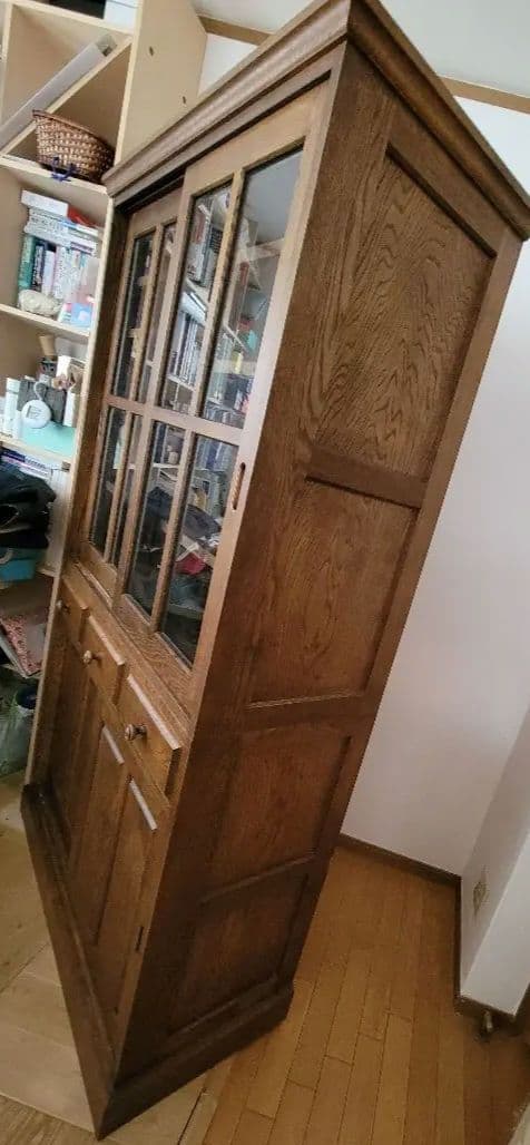 最終お値下げ★北海道EZO社製★最大幅100cmガラス引戸★食器棚