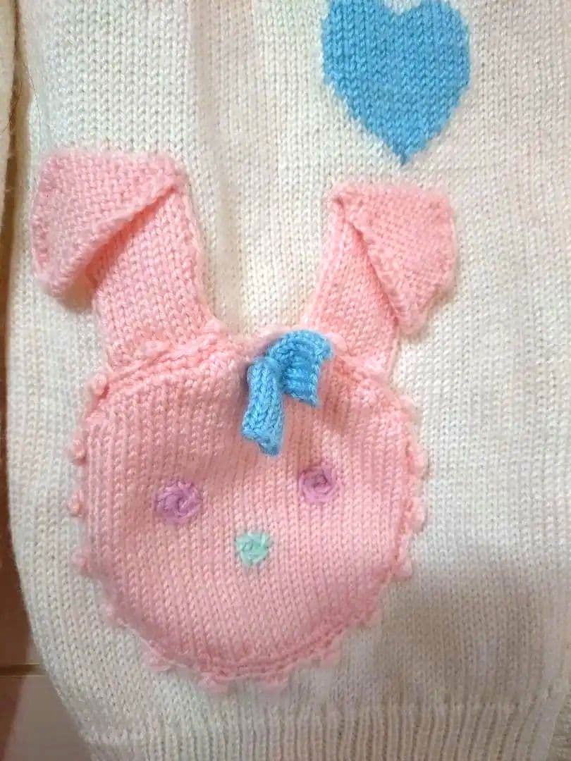 【美品✩】ナイルパーチ♡手編みのウサギ刺繍のニットカーディガンです(^^)♡