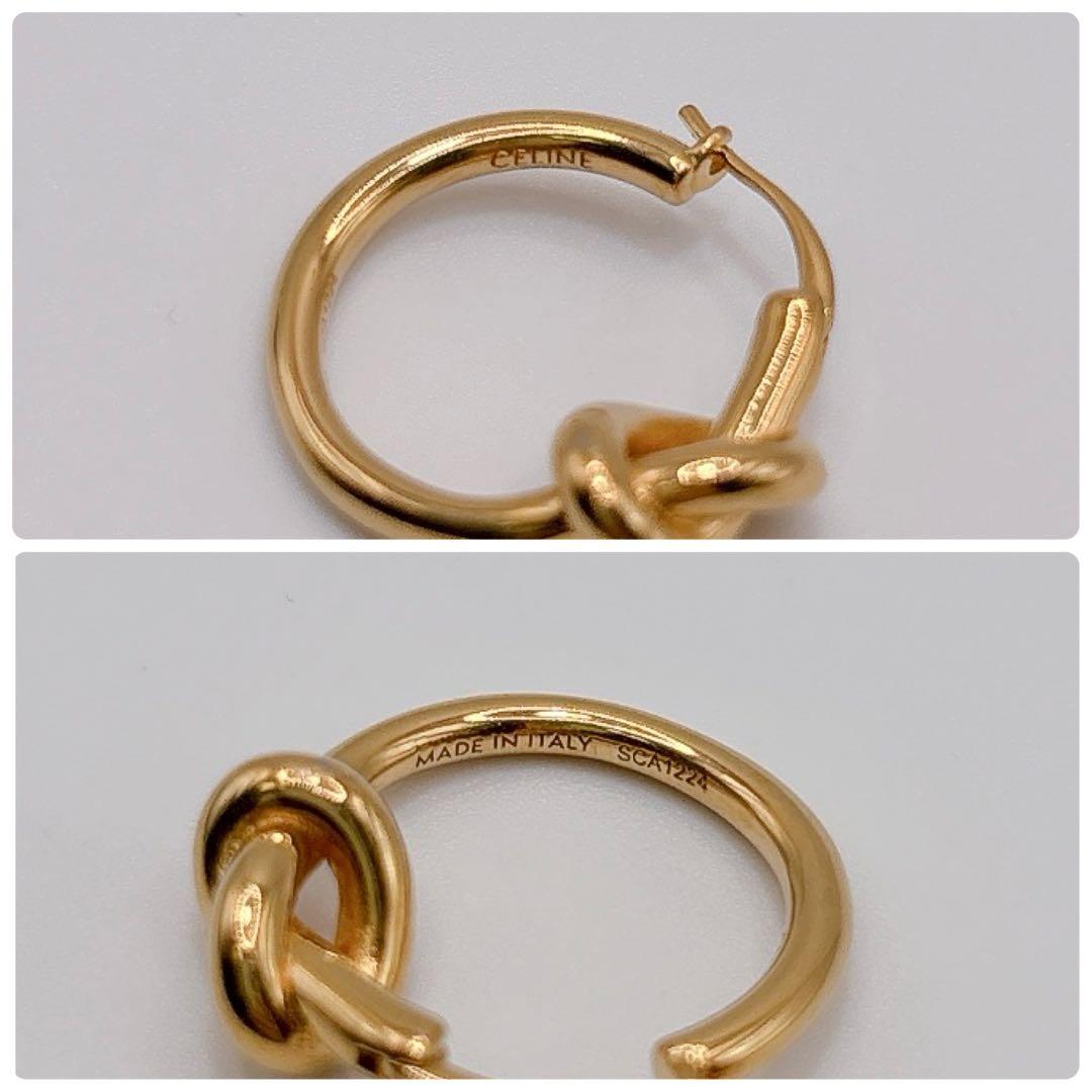 ほぼ未使用 CELINE セリーヌ ノットスモール フープピアス ゴールド 片耳