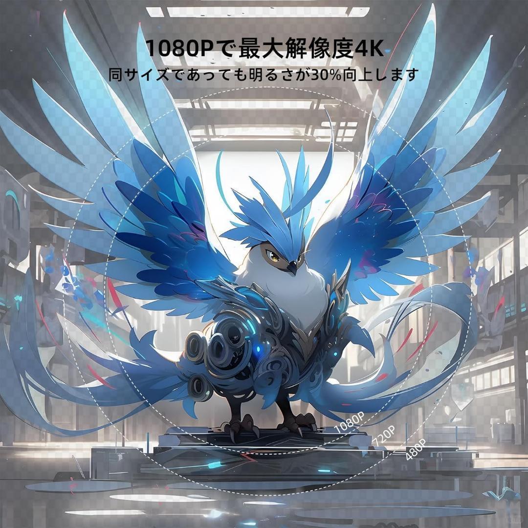 プロジェクター 天井投影 小型 家庭用 高輝度 ホームシアター 360°回転