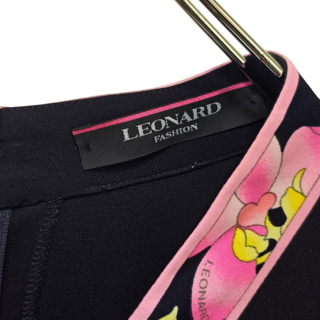 レオナール カンカン素材 フラワー ロングワンピース 42