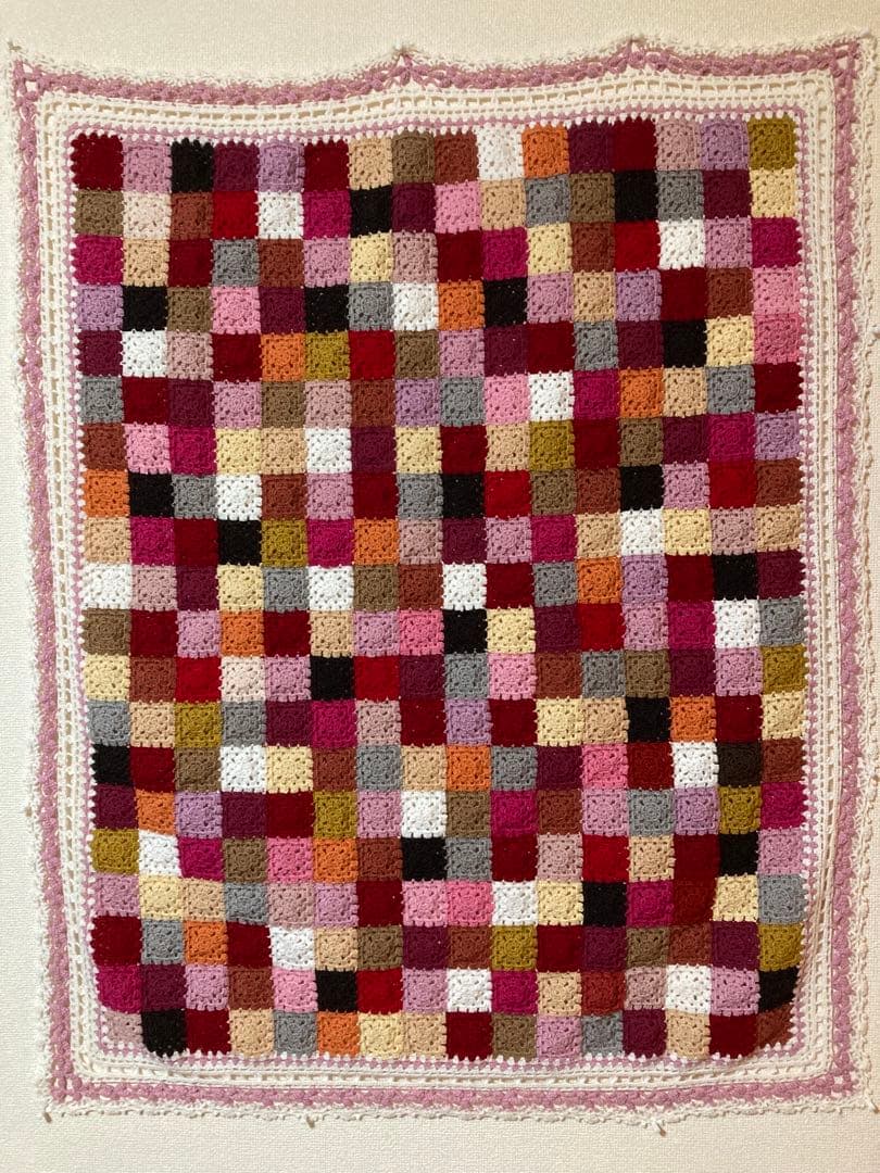 手編み ブランケット マルチカバー 115cm × 92cm