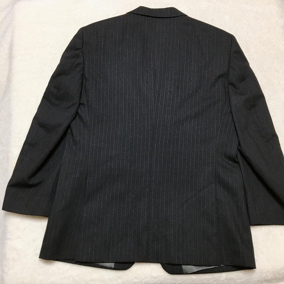 【美品】五大陸 高級ウール使用 メンズスーツ セットアップ ストライプ ビジネス
