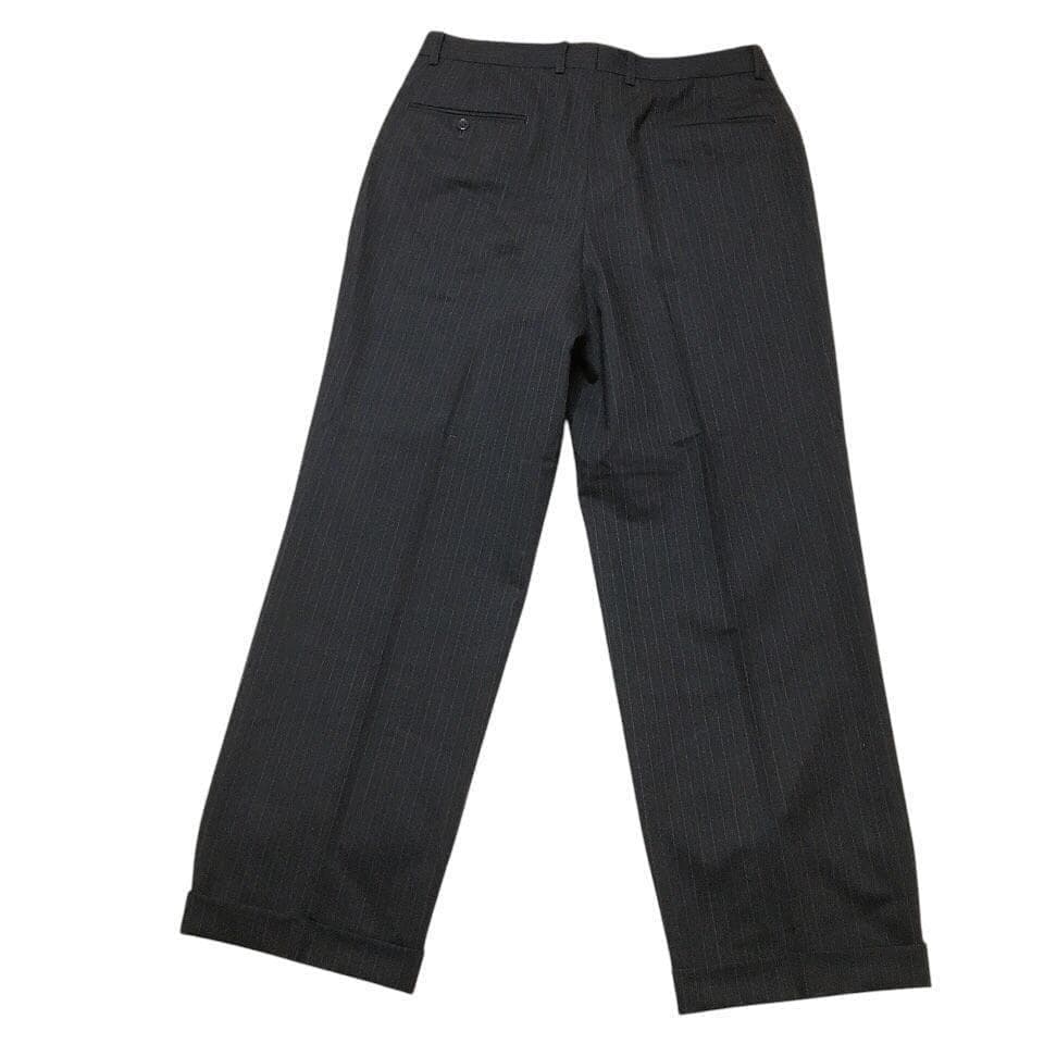 【美品】五大陸 高級ウール使用 メンズスーツ セットアップ ストライプ ビジネス