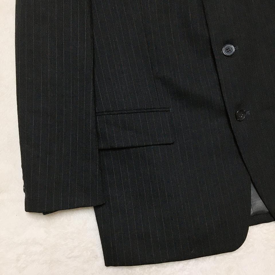【美品】五大陸 高級ウール使用 メンズスーツ セットアップ ストライプ ビジネス