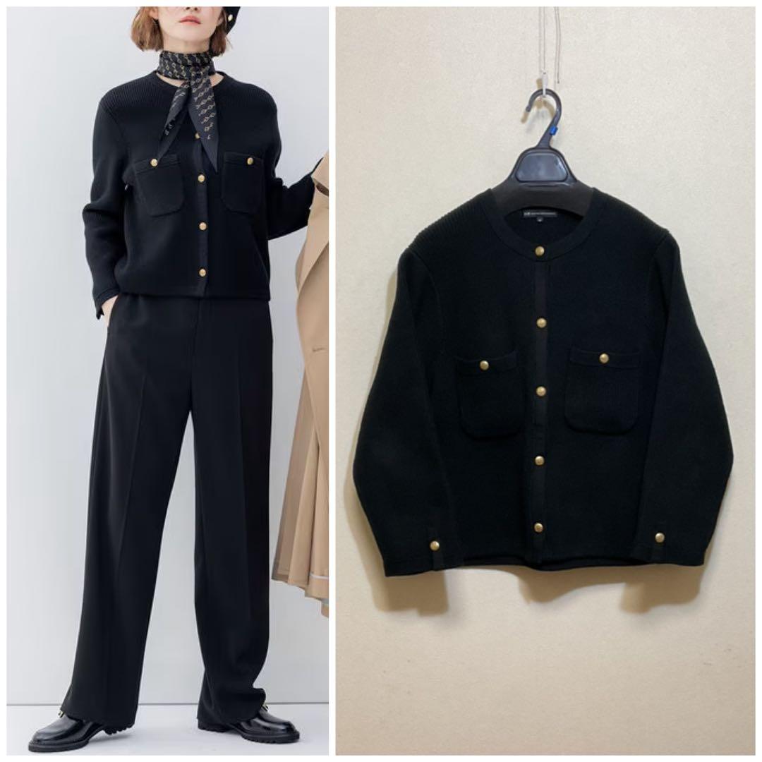 大きいサイズ 23区 コットンリリーニットジャケット(自由区ICBクミキョク)