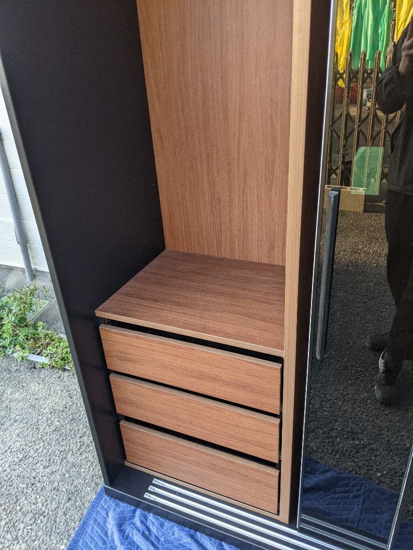 大塚家具ワードローブ「RENNELL レンネル」幅182cm ガラス扉 引き戸