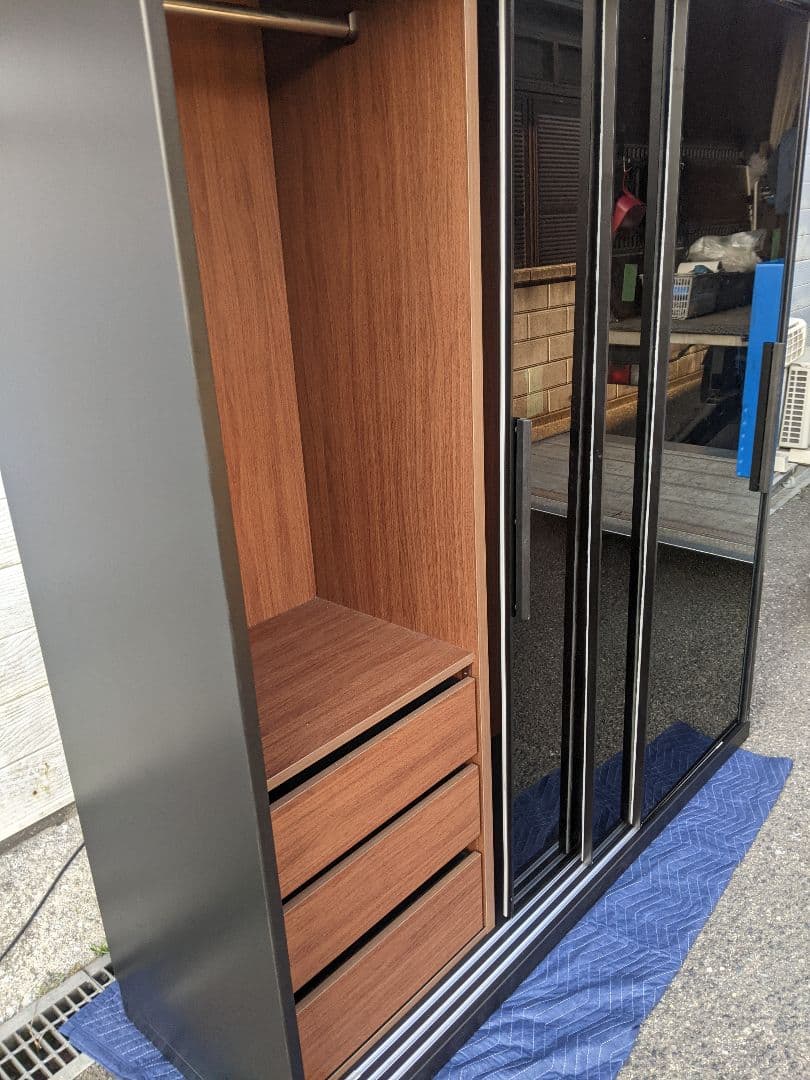 大塚家具ワードローブ「RENNELL レンネル」幅182cm ガラス扉 引き戸