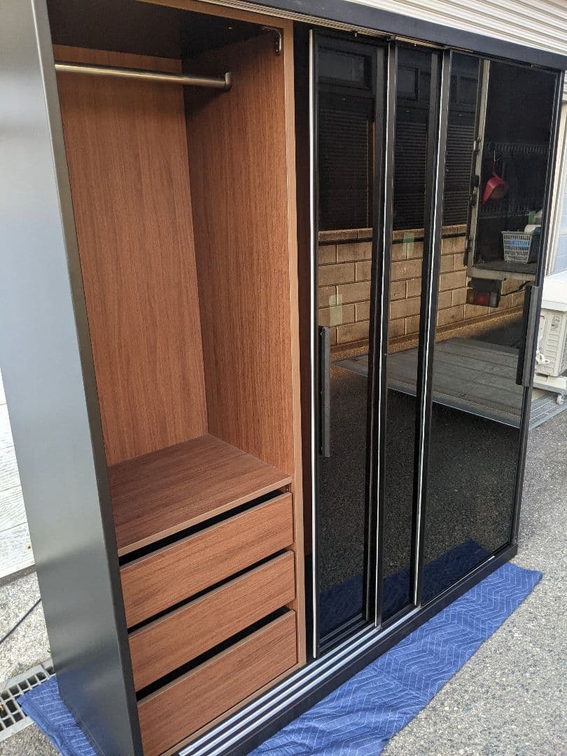 大塚家具ワードローブ「RENNELL レンネル」幅182cm ガラス扉 引き戸