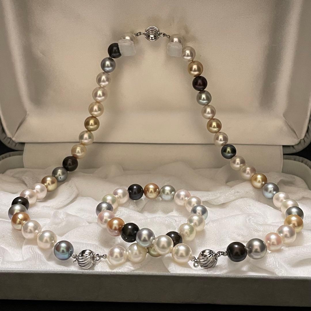 【連結可✨超大珠】あこや本真珠 ネックレス 8.0-8.5 パール マルチカラー