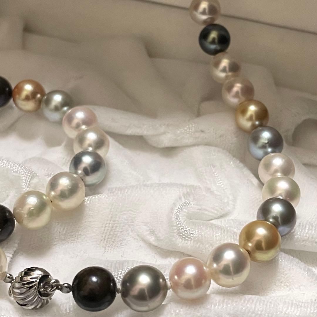【連結可✨超大珠】あこや本真珠 ネックレス 8.0-8.5 パール マルチカラー