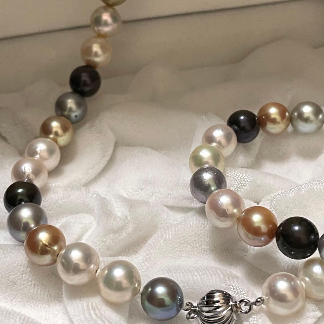 【連結可✨超大珠】あこや本真珠 ネックレス 8.0-8.5 パール マルチカラー