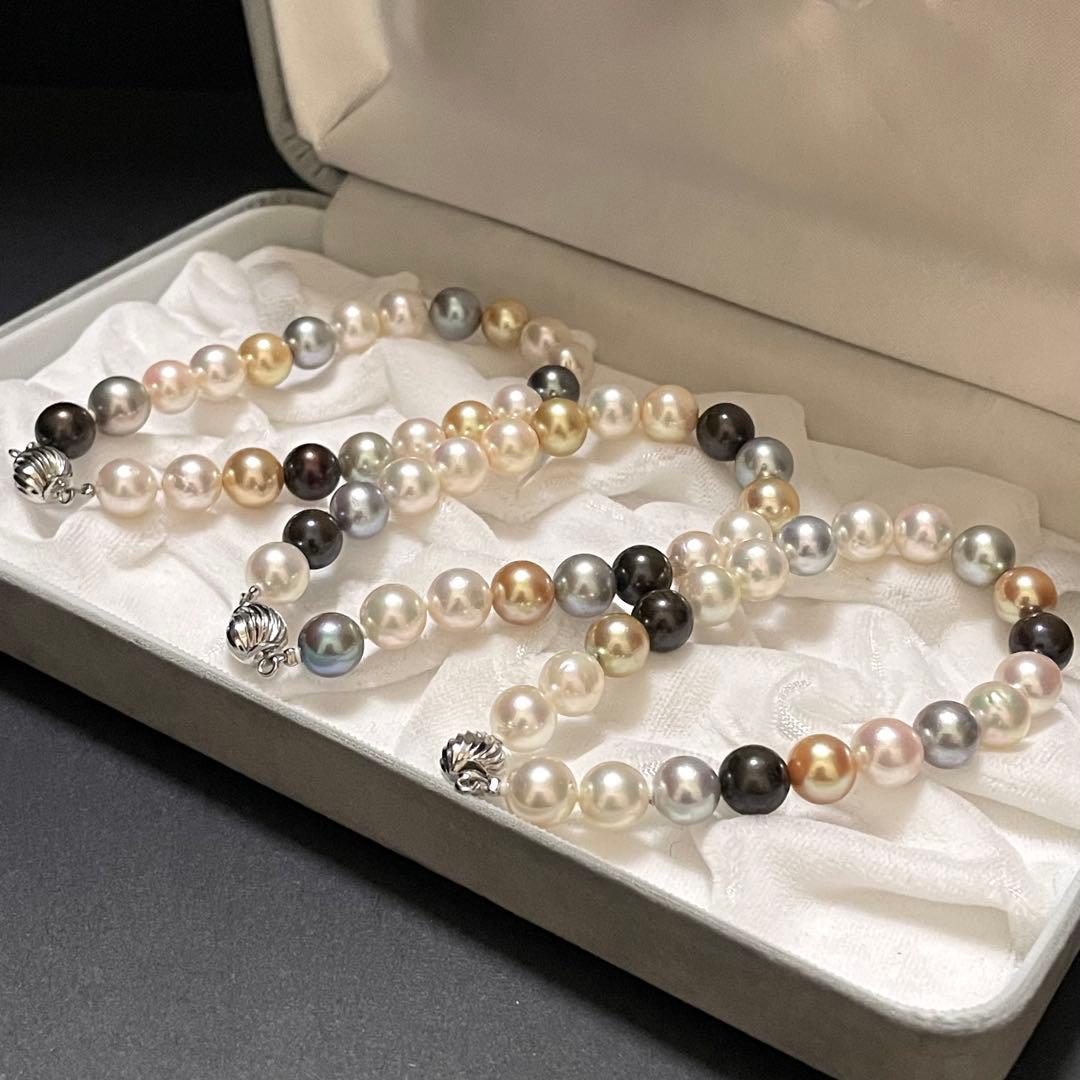 【連結可✨超大珠】あこや本真珠 ネックレス 8.0-8.5 パール マルチカラー