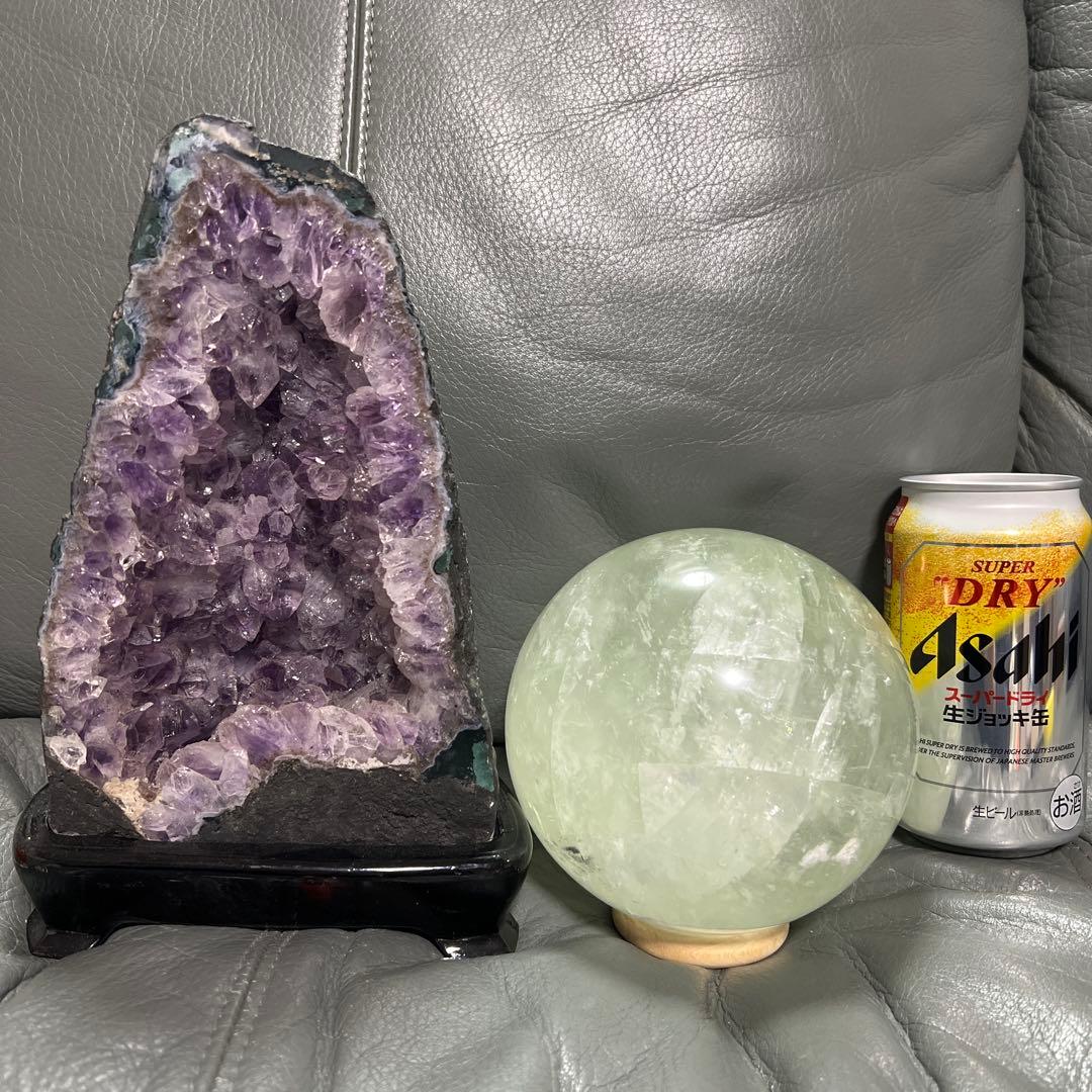 年始特価！アメジストドーム　24cm2.5kg カルサイト13cm2.4kg