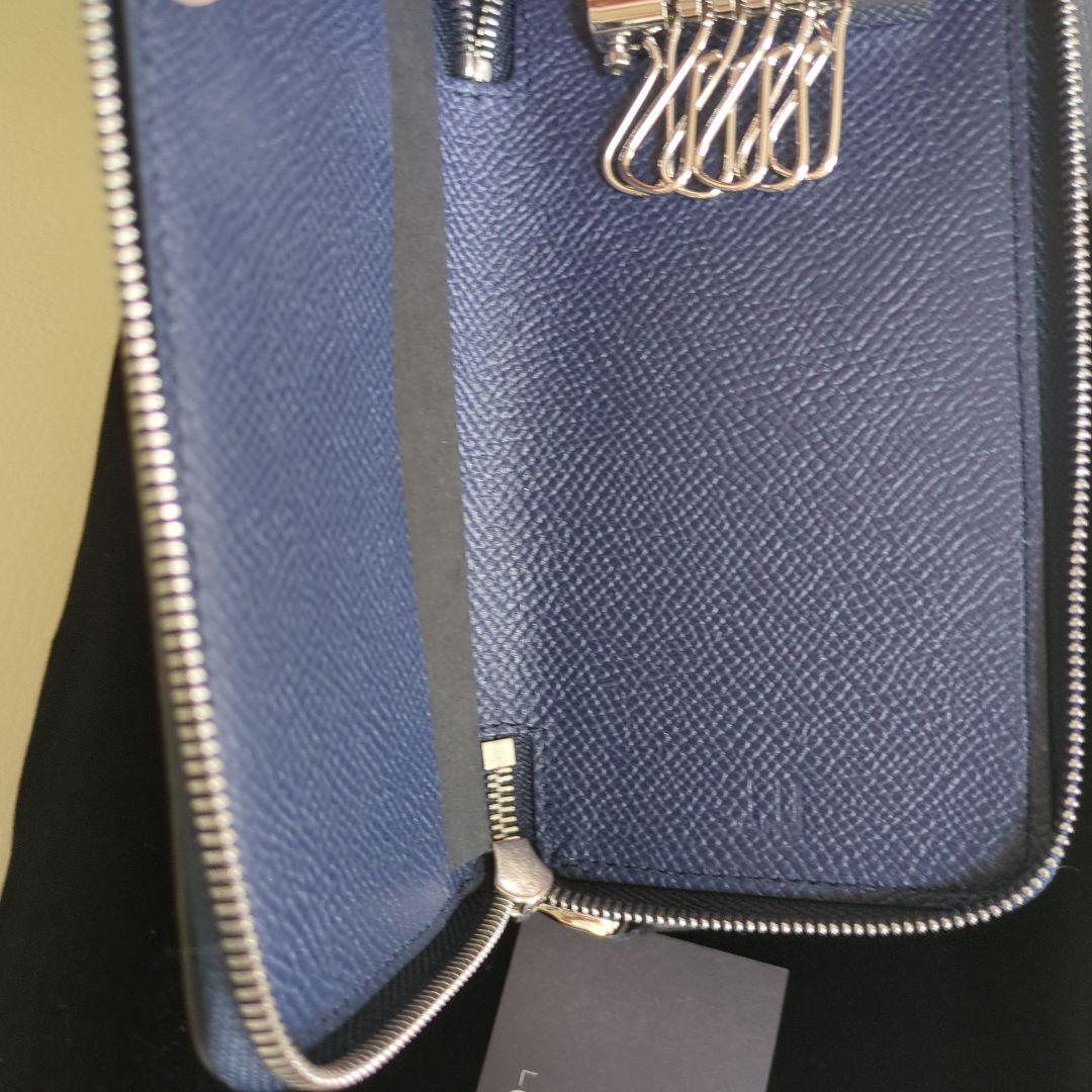 新品未使用！dunhill ネイビー レザー キーケース誕生日プレゼント卒業入社