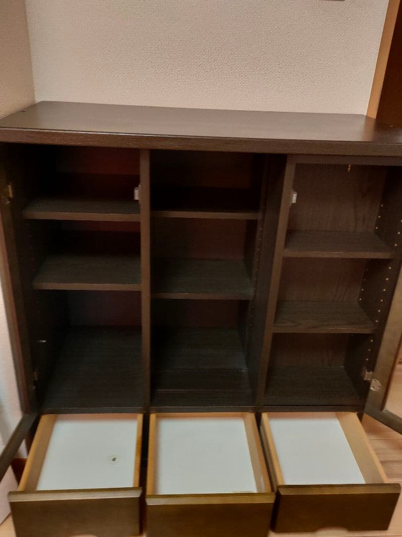 木製本棚 ガラス扉付き ダークブラウン 多収納