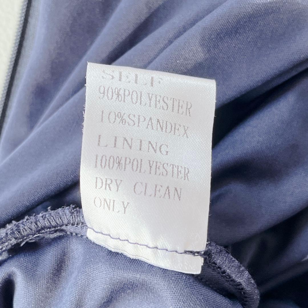 TADASHI SHOJI ドレス　メッシュ アシンメトリー ギャザー ネイビー