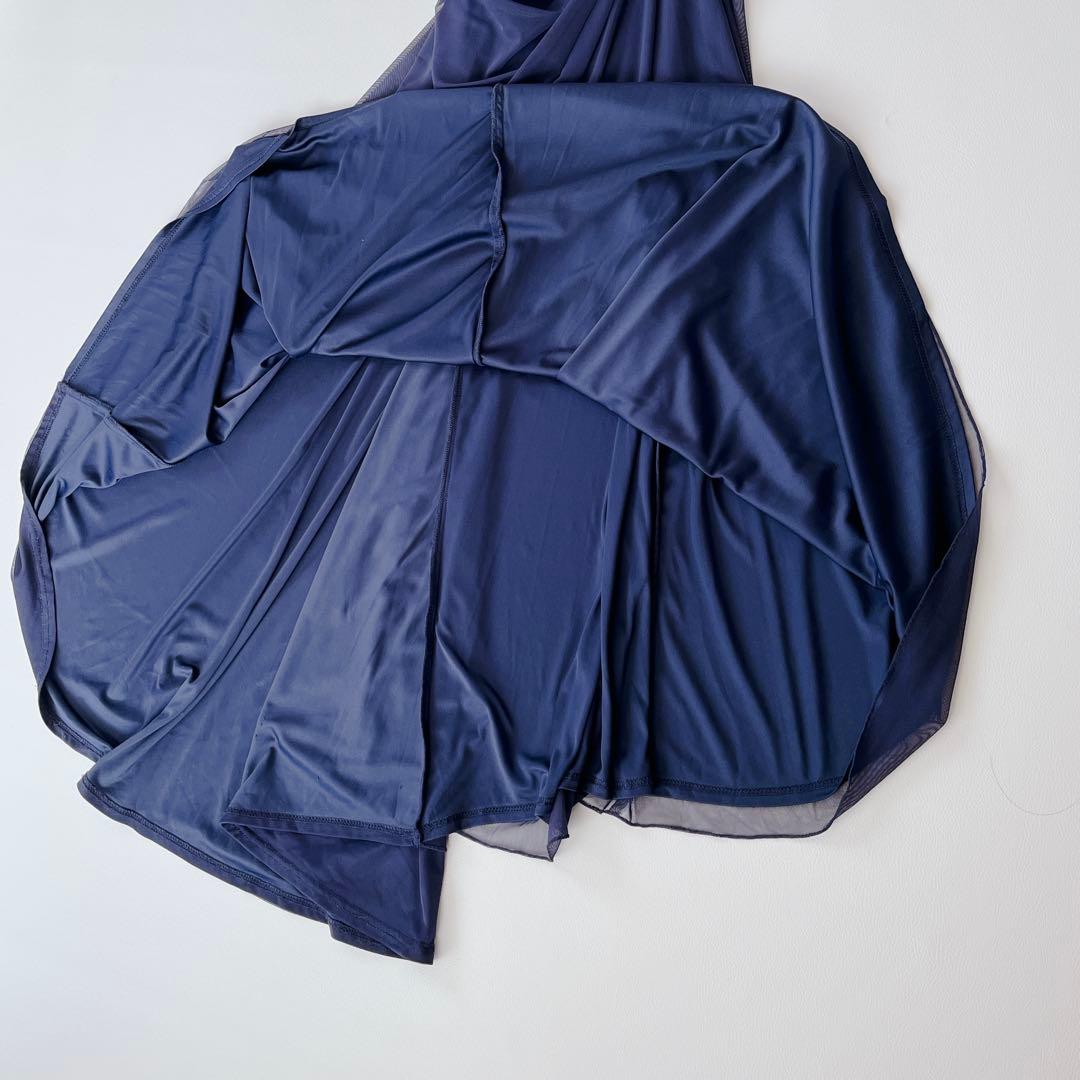 TADASHI SHOJI ドレス　メッシュ アシンメトリー ギャザー ネイビー