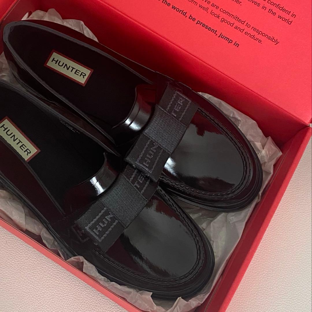 新品未使用✨HUNTER リボン ローファー レインシューズ 24.5cm