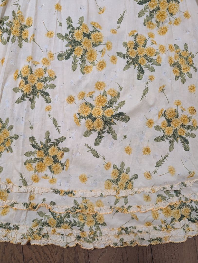 (未使用品タグ付き)ピンクハウス　たんぽぽプリント ノースリーブミディワンピース