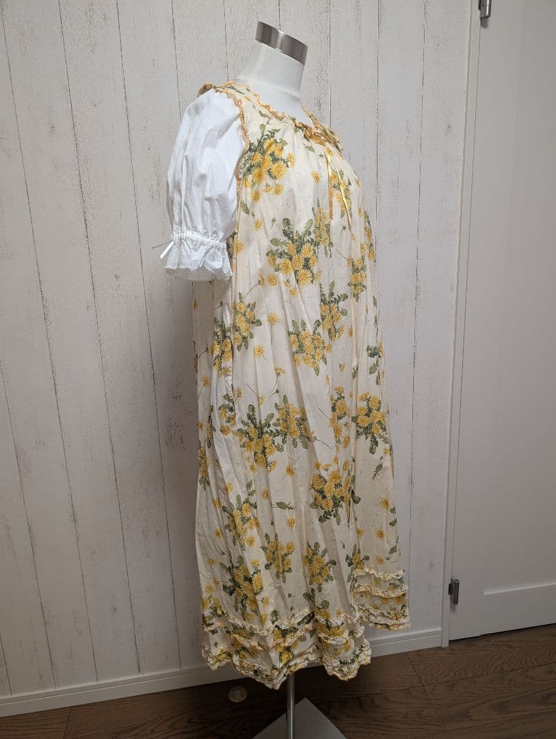 (未使用品タグ付き)ピンクハウス　たんぽぽプリント ノースリーブミディワンピース