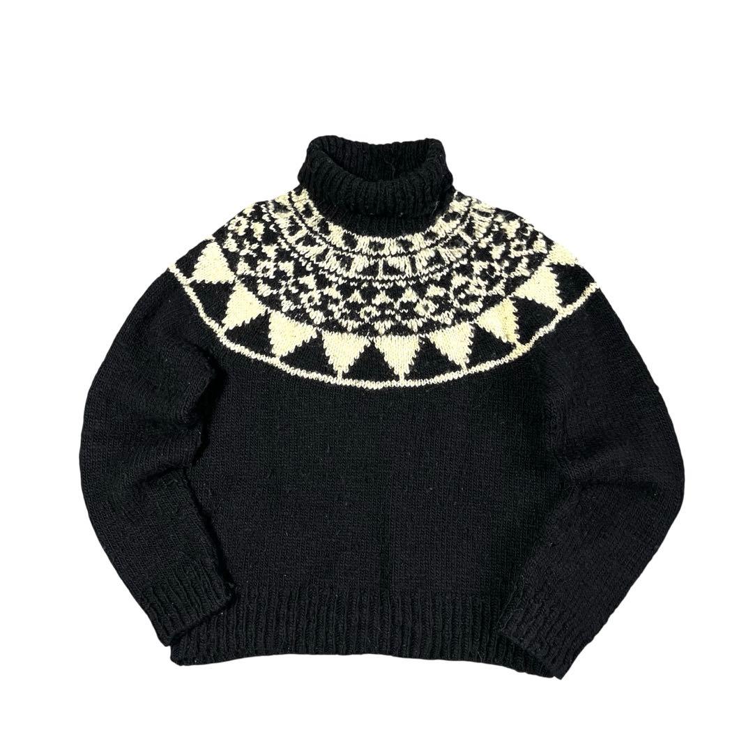 ウルグアイ製 古着 90's ラルフローレン 求心柄 ハンド ニット セーター