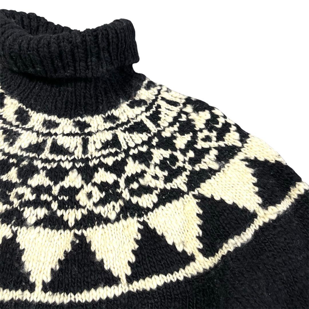 ウルグアイ製 古着 90's ラルフローレン 求心柄 ハンド ニット セーター