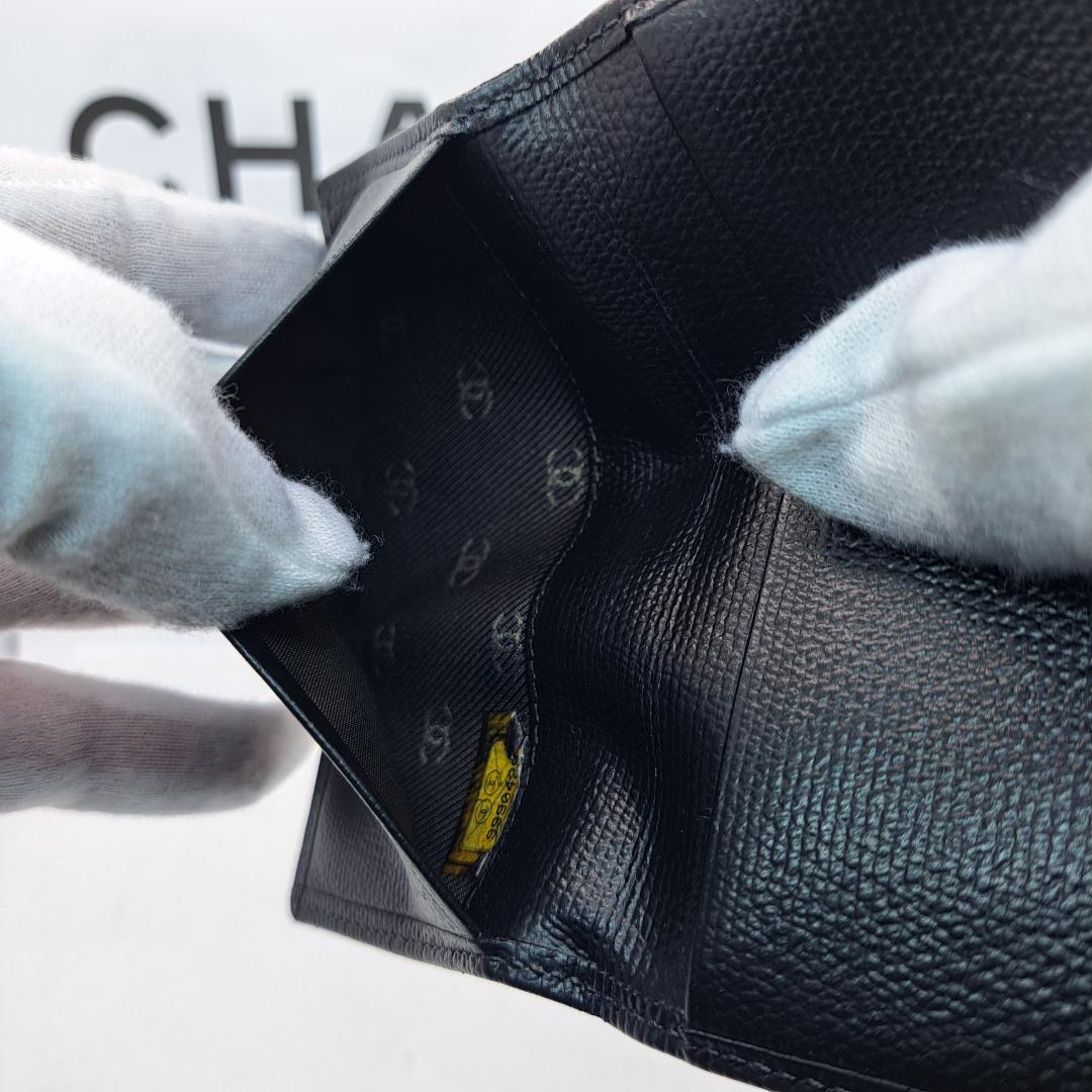 CHANEL　ココボタン　ブラック　カードケース　名刺入れ　二つ折り