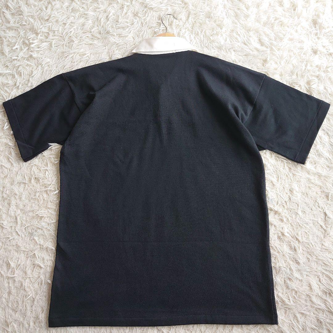 【新品】カンタベリー オールブラックス ロゴ刺繍 ラガーシャツ M 半袖
