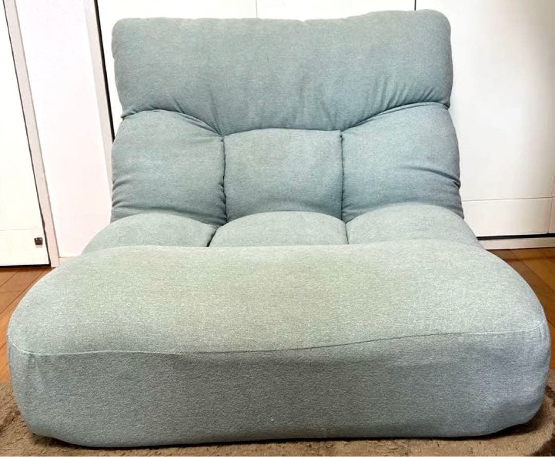 つながるポケットコイル座椅子 ローソファ 1人掛け リクライニング ライトブルー