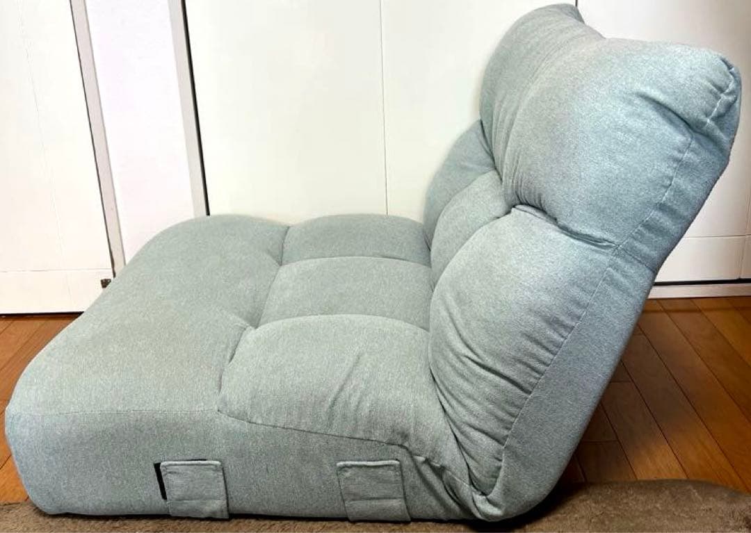 つながるポケットコイル座椅子 ローソファ 1人掛け リクライニング ライトブルー