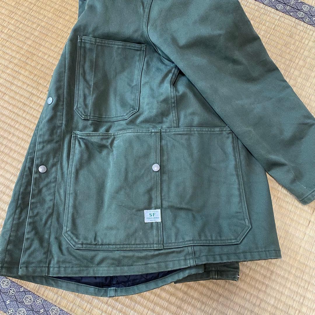 ササフラス カバーオール L グリーン 裏地付