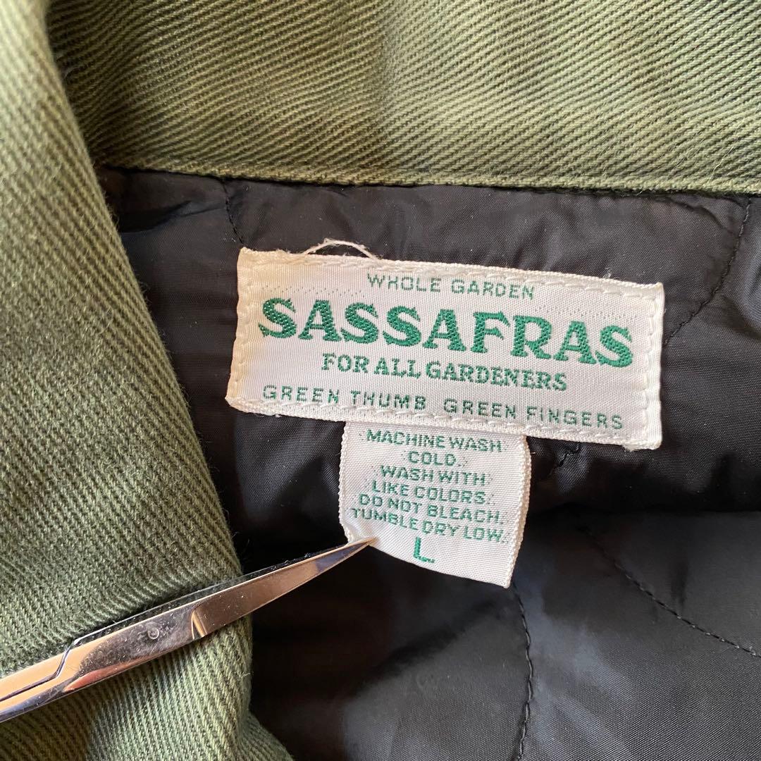 ササフラス カバーオール L グリーン 裏地付