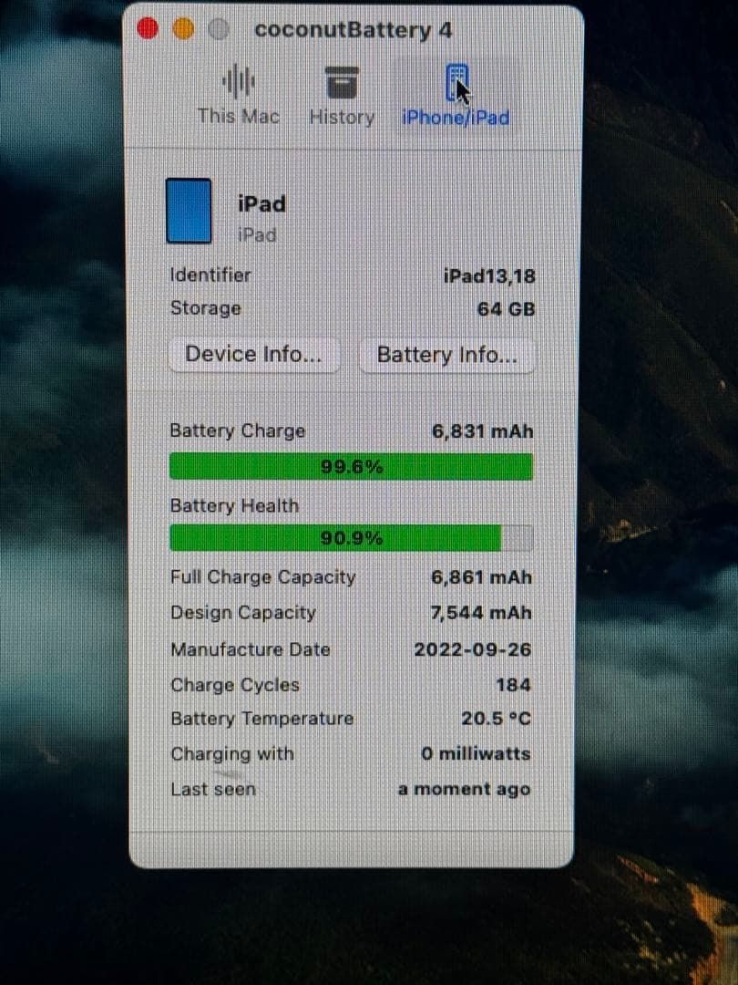 iPad 10世代 WiFi 64GB バッテリー90%