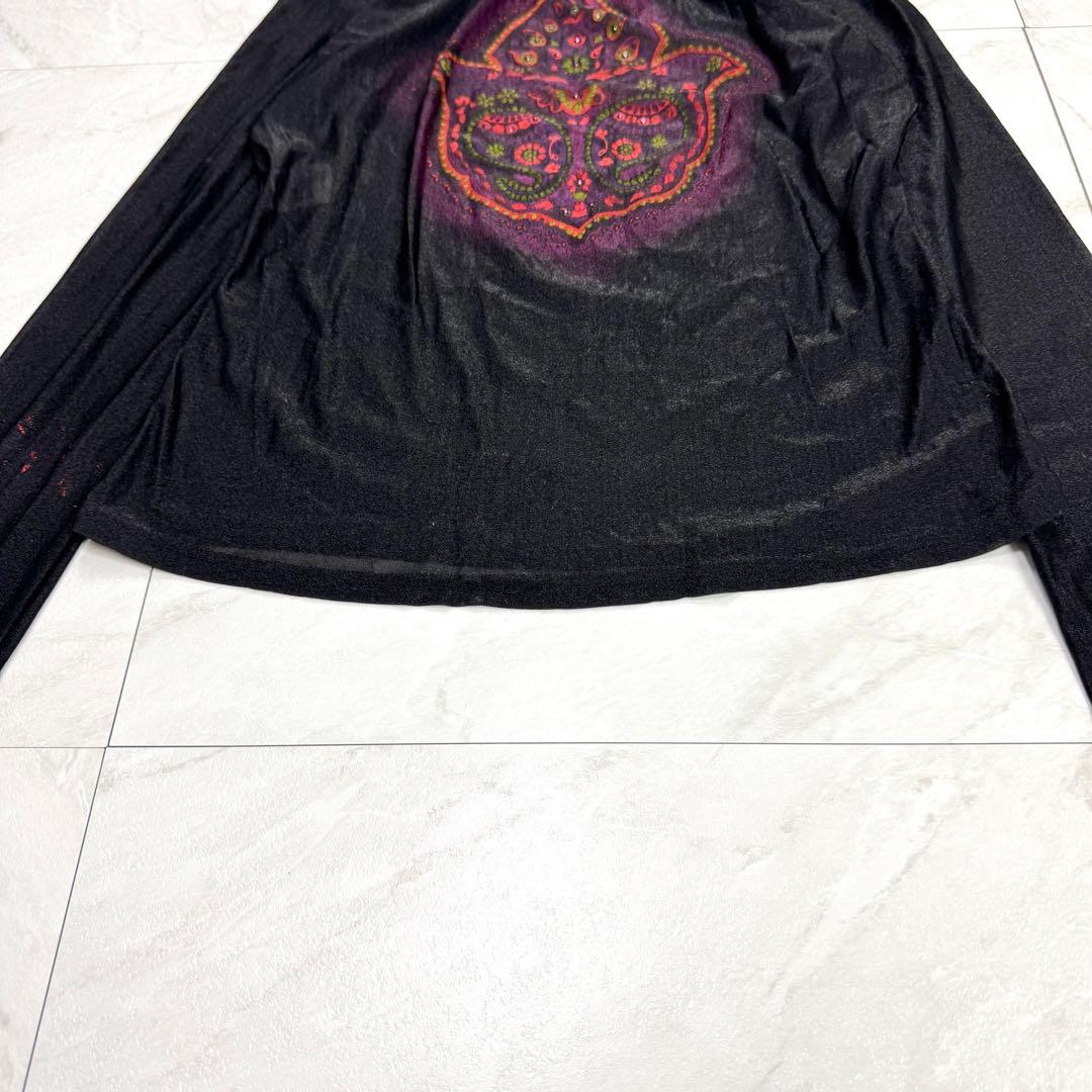 ジャンポールゴルチエ シアー 異素材 ハイネック カットソー ペイズリー 38