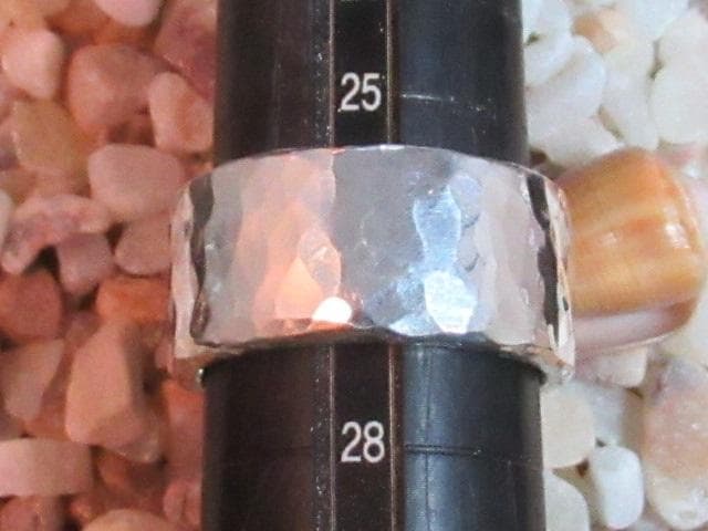 ★手作り★シルバー９５０槌目柄特太リング２６.５号