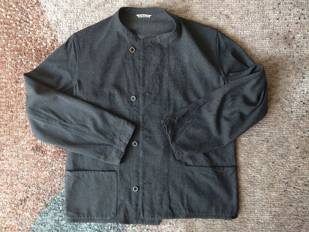 AURALEE silk denim ノーカラージャケット