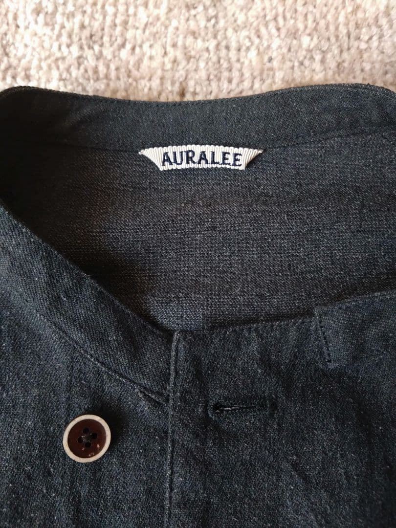 AURALEE silk denim ノーカラージャケット