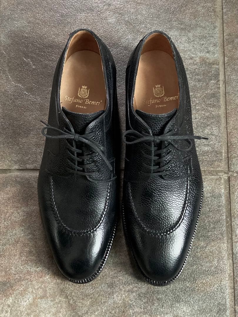 使用1回 Stefano Bemer 黒 エプロンダービー EU40.5 シボ革
