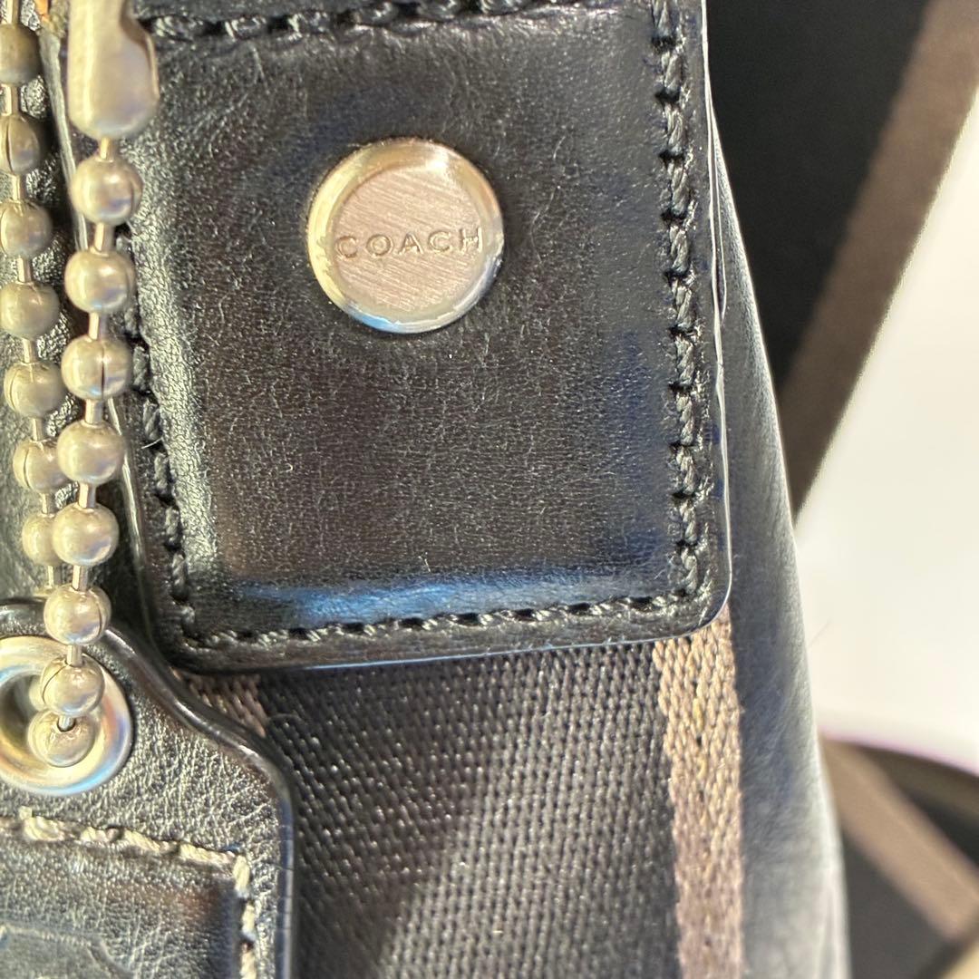 COACH ブラックレザー ショルダーバッグ