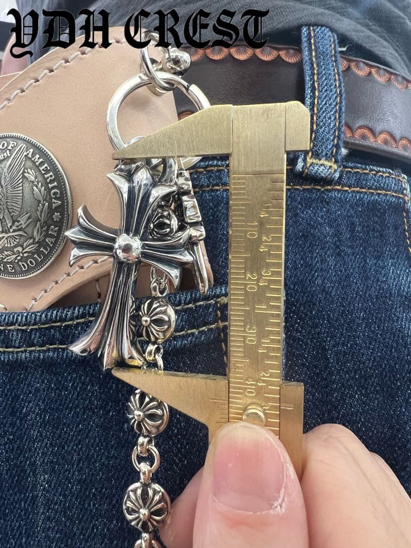 新入荷　バイカー必須　フラワークロスウォレットチェーン　刻印有り　MLCN01