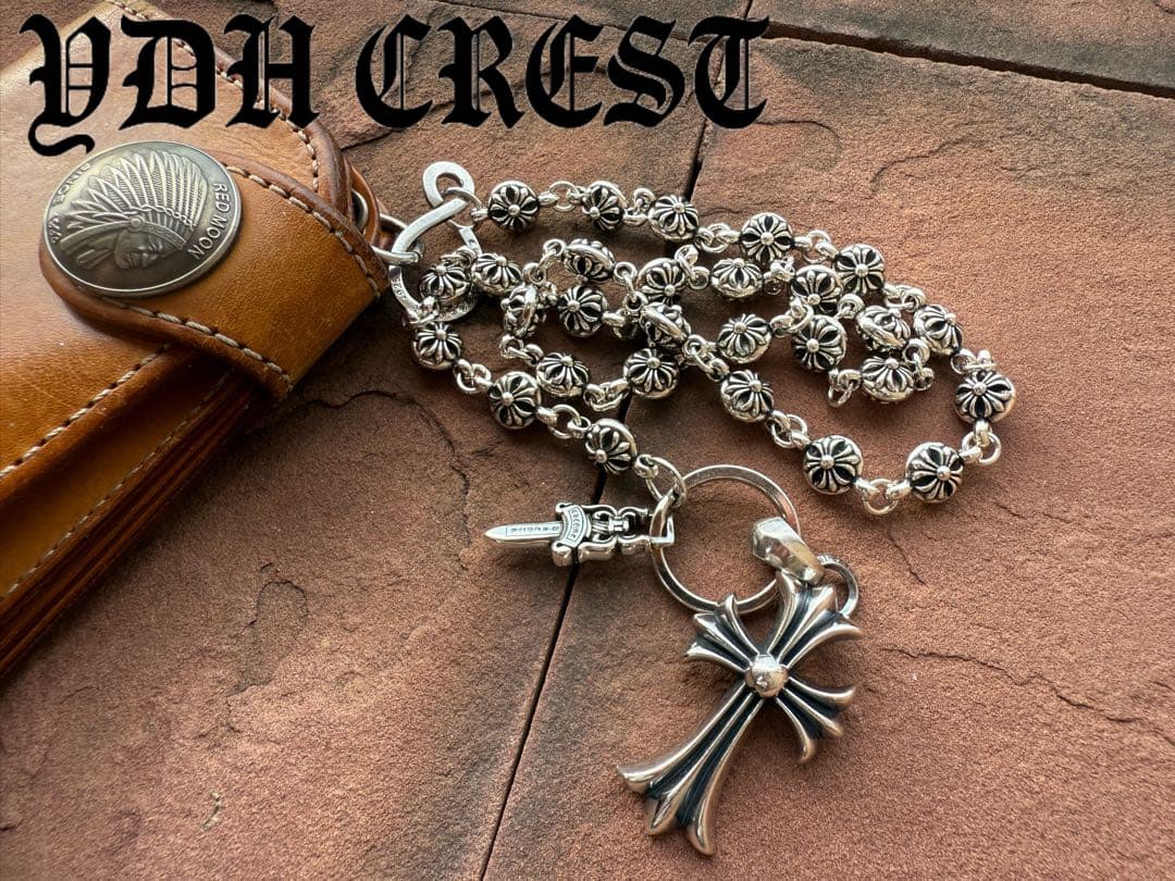 新入荷　バイカー必須　フラワークロスウォレットチェーン　刻印有り　MLCN01