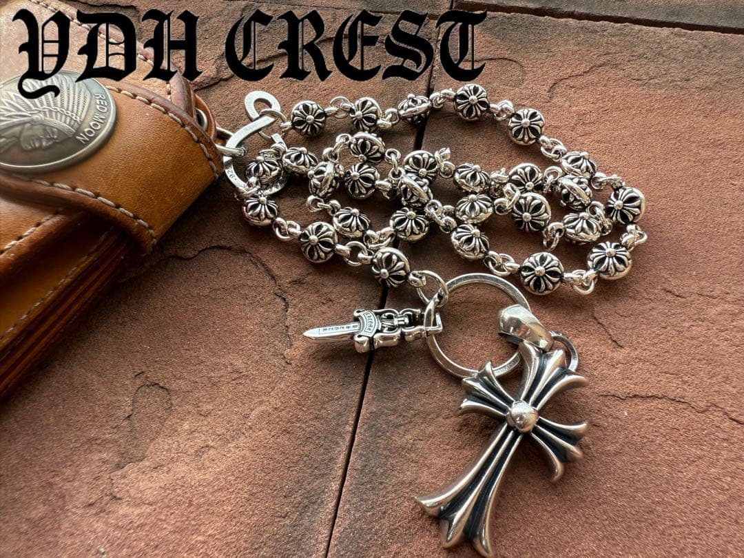 新入荷　バイカー必須　フラワークロスウォレットチェーン　刻印有り　MLCN01